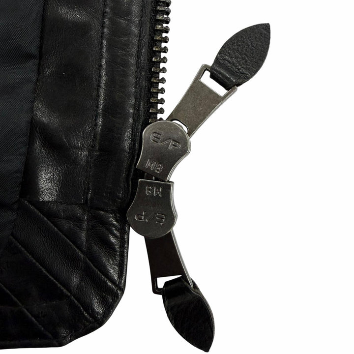 美品☆RALPH LAUREN ラルフローレン 羊革 牛革 レザー切替 ZIP UP ムートン ベスト ブラック M 正規品 レディース