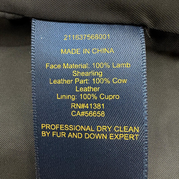 美品☆RALPH LAUREN ラルフローレン 羊革 牛革 レザー切替 ZIP UP ムートン ベスト ブラック M 正規品 レディース