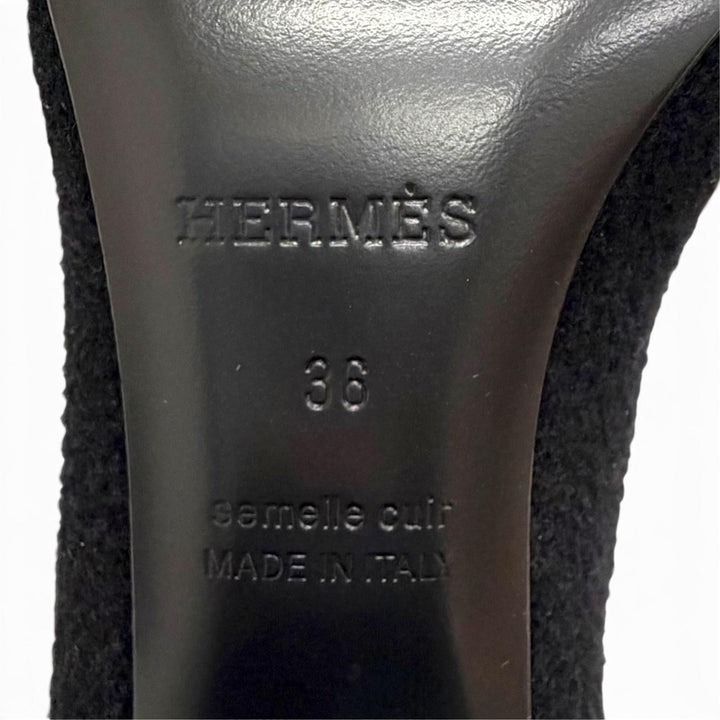 未使用品△HERMES エルメス VOLVER ヴォルヴェール エクスリブリス ソックスブーツ ニット ショートブーツ アンクルブーツ ブラック 36