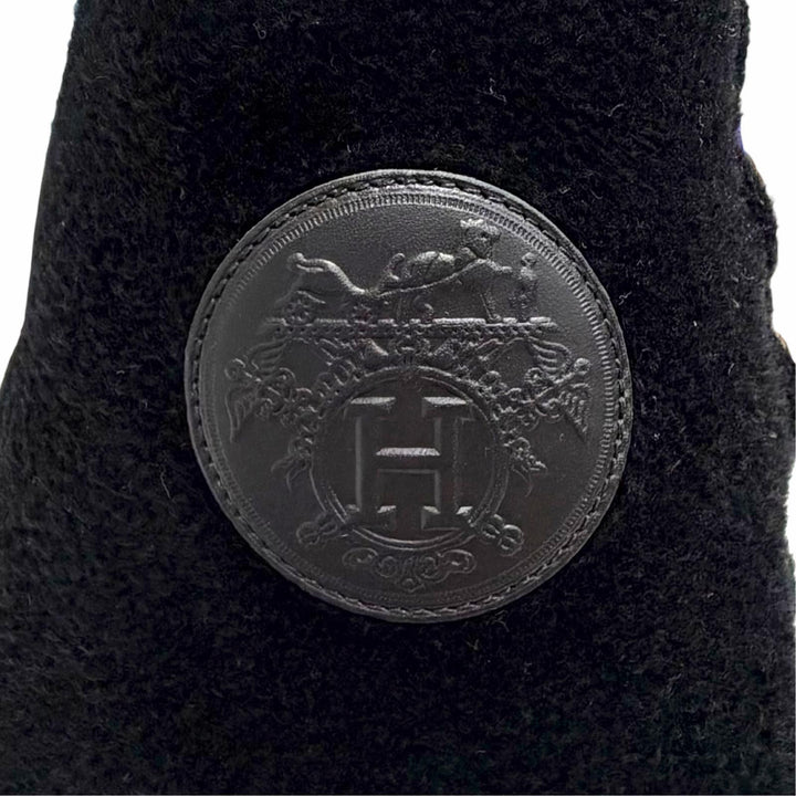 未使用品△HERMES エルメス VOLVER ヴォルヴェール エクスリブリス ソックスブーツ ニット ショートブーツ アンクルブーツ ブラック 36