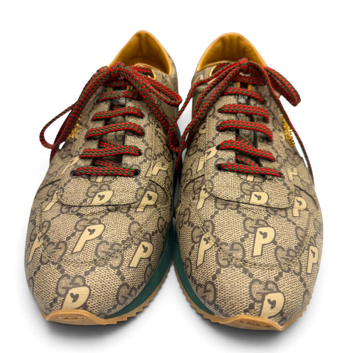 極美品▼GUCCI Palace グッチ パレス 727939 ウェブライン GGスプリーム レースアップ ローカットスニーカー ブラウン系 ゴールド金具 7