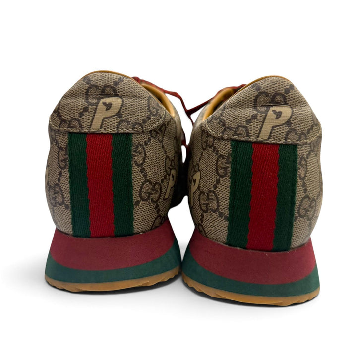 極美品▼GUCCI Palace グッチ パレス 727939 ウェブライン GGスプリーム レースアップ ローカットスニーカー ブラウン系 ゴールド金具 7
