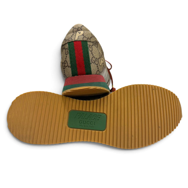 極美品▼GUCCI Palace グッチ パレス 727939 ウェブライン GGスプリーム レースアップ ローカットスニーカー ブラウン系 ゴールド金具 7