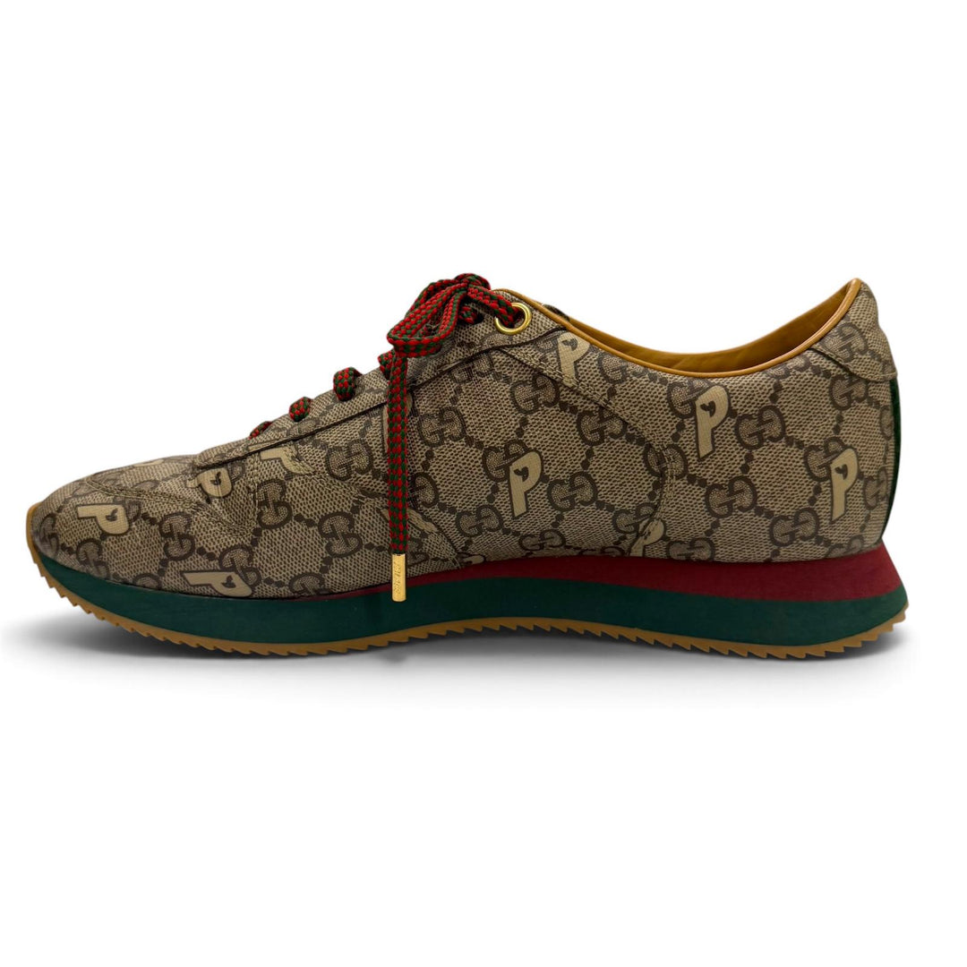 極美品▼GUCCI Palace グッチ パレス 727939 ウェブライン GGスプリーム レースアップ ローカットスニーカー ブラウン系 ゴールド金具 7