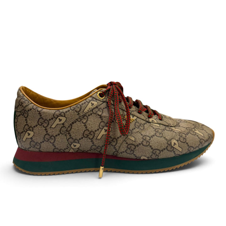 極美品▼GUCCI Palace グッチ パレス 727939 ウェブライン GGスプリーム レースアップ ローカットスニーカー ブラウン系 ゴールド金具 7