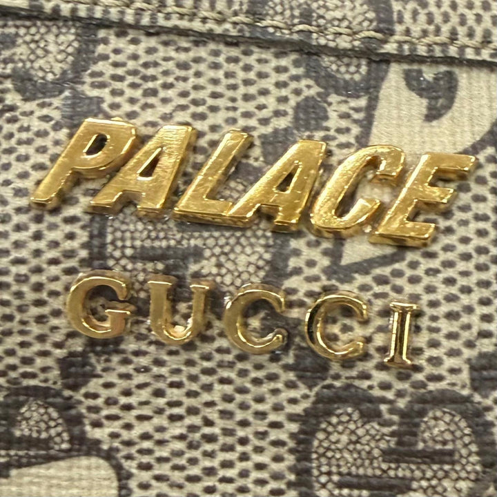 極美品▼GUCCI Palace グッチ パレス 727939 ウェブライン GGスプリーム レースアップ ローカットスニーカー ブラウン系 ゴールド金具 7