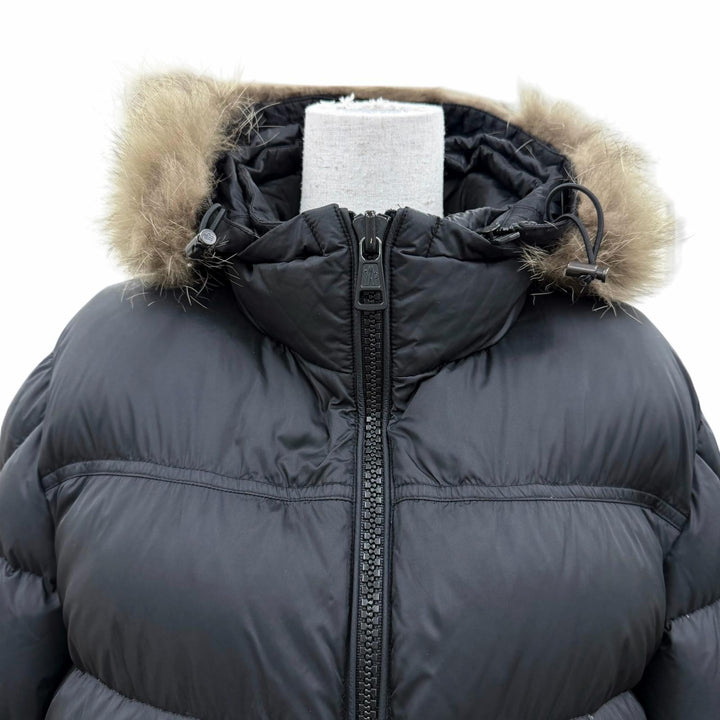 良品☆MONCLER モンクレール 19-20AW MARQUE ロゴワッペン・フード付 ダウンジャケット ブラック 3 正規品 ガーメント・ハンガー付き