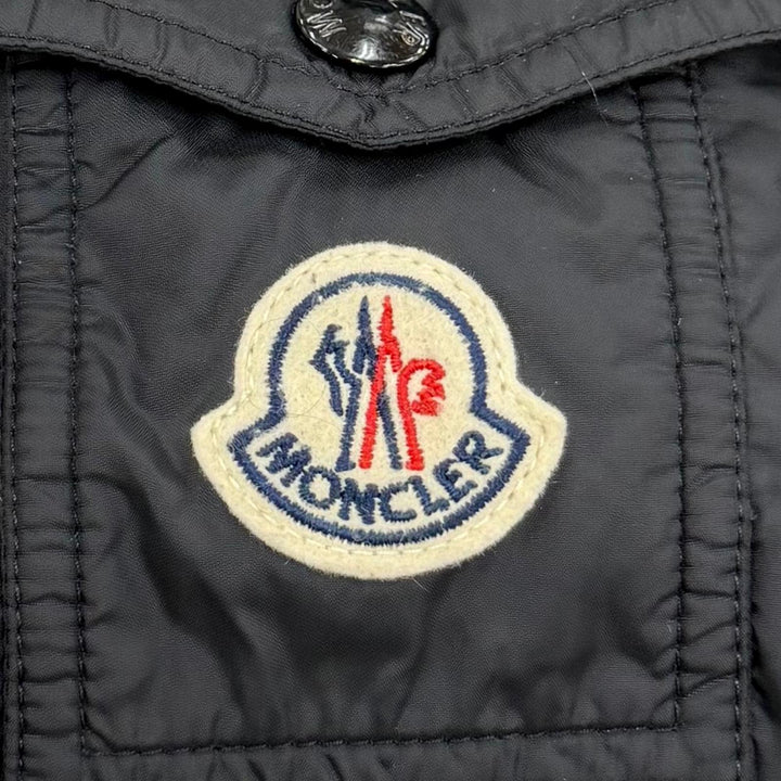 良品☆MONCLER モンクレール 19-20AW MARQUE ロゴワッペン・フード付 ダウンジャケット ブラック 3 正規品 ガーメント・ハンガー付き