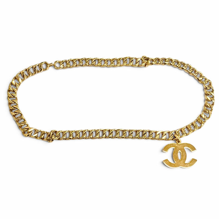 美品△CHANEL シャネル ヴィンテージ 93A ココマーク チェーン ベルト ゴールド フランス製 レディース 箱付き オススメ◎