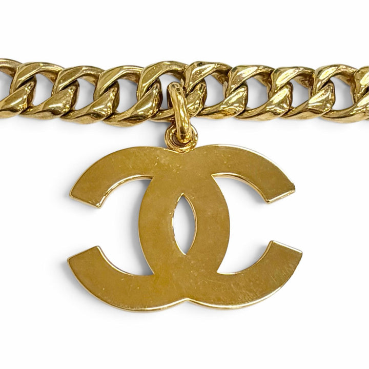 美品△CHANEL シャネル ヴィンテージ 93A ココマーク チェーン ベルト ゴールド フランス製 レディース 箱付き オススメ◎