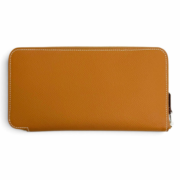 未使用品△HERMES エルメス アザップ ロング ヴォーエプソン ゴールド シルバー金具 シルクイン ラウンドファスナー 長財布 K刻印 仏製