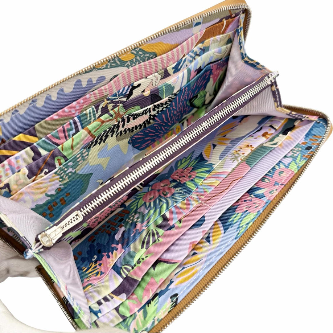 未使用品△HERMES エルメス アザップ ロング ヴォーエプソン ゴールド シルバー金具 シルクイン ラウンドファスナー 長財布 K刻印 仏製