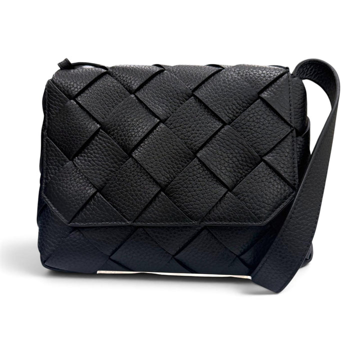 極美品▼BOTTEGAVENETA ボッテガヴェネタ 795637 ディアゴ グレインレザー イントレチャート ショルダーバッグ ブラック 定価467500円