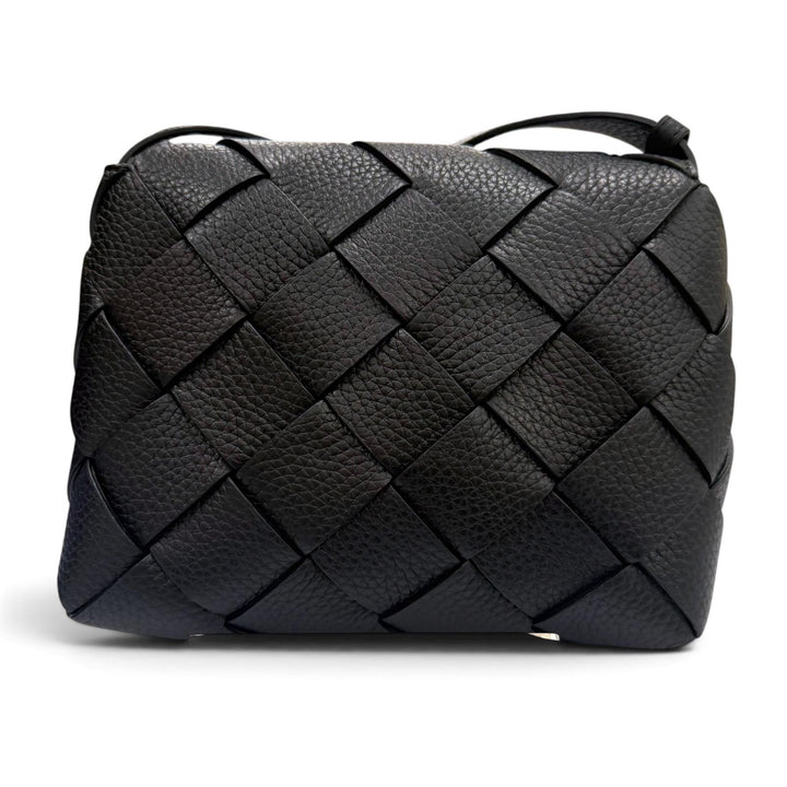 極美品▼BOTTEGAVENETA ボッテガヴェネタ 795637 ディアゴ グレインレザー イントレチャート ショルダーバッグ ブラック 定価467500円