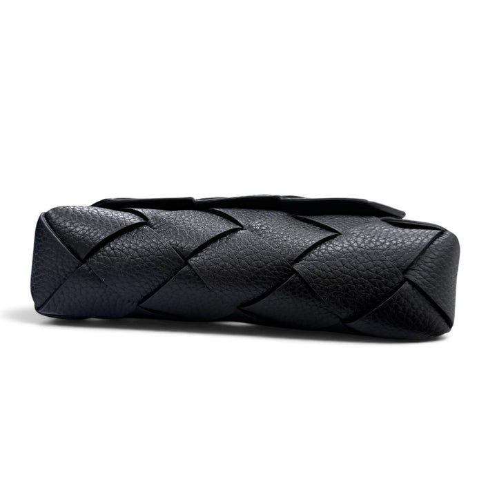 極美品▼BOTTEGAVENETA ボッテガヴェネタ 795637 ディアゴ グレインレザー イントレチャート ショルダーバッグ ブラック 定価467500円