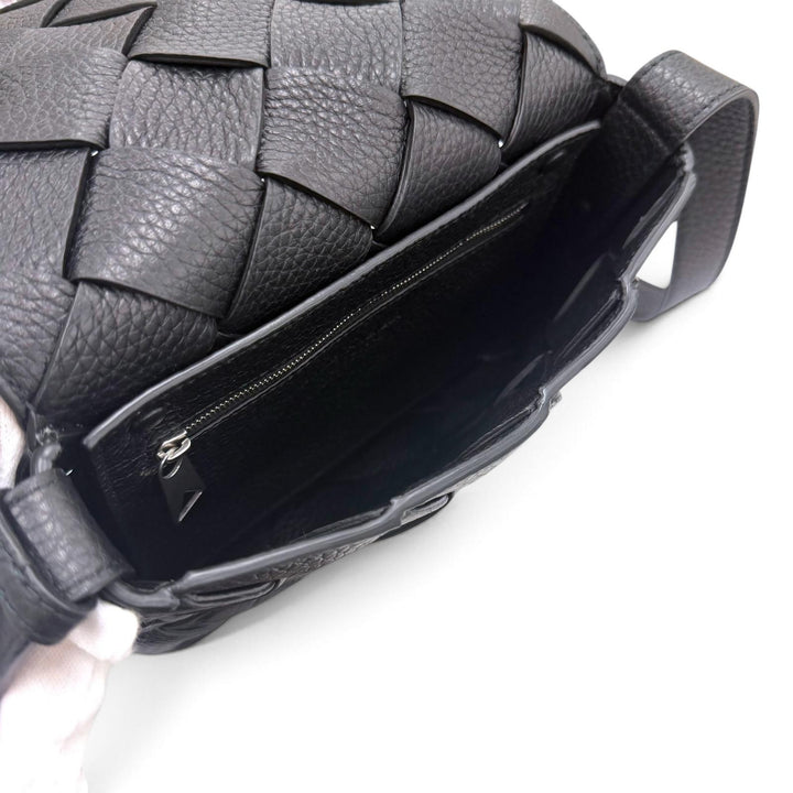 極美品▼BOTTEGAVENETA ボッテガヴェネタ 795637 ディアゴ グレインレザー イントレチャート ショルダーバッグ ブラック 定価467500円