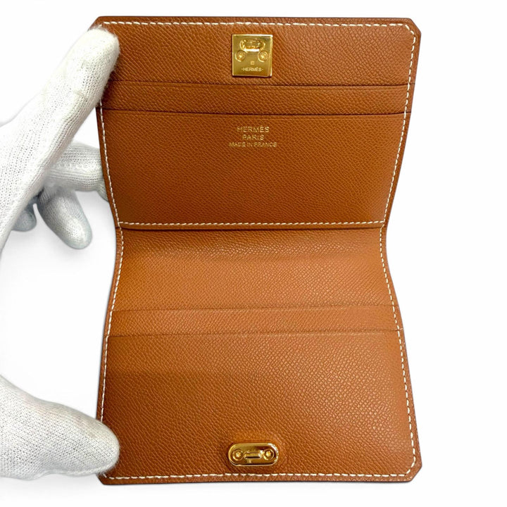 極美品△HERMES エルメス メドール カードケース ヴォーマダム ゴールド ゴールド金具 二つ折り パスケース 名刺入れ W刻印 フランス製