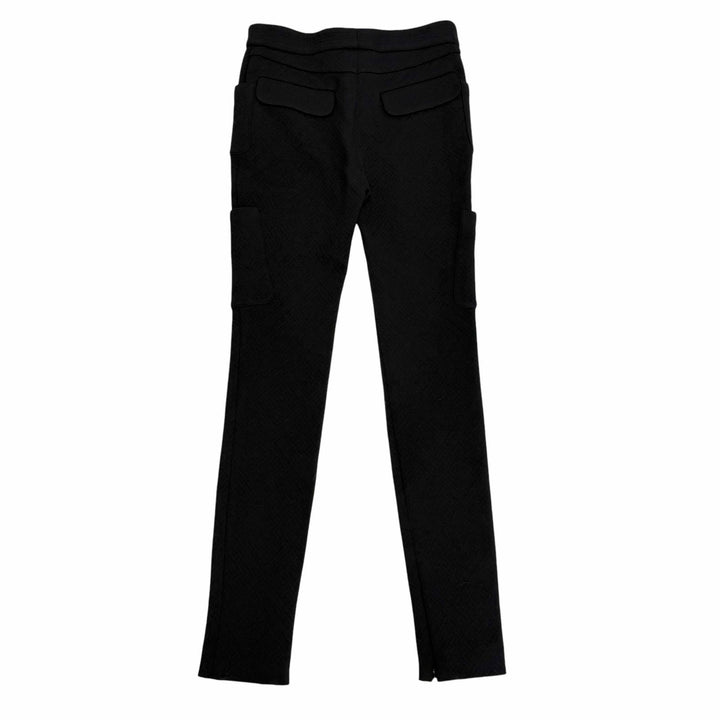 極美品★CHANEL シャネル 23B P75495V67253 ココマーク ラインストーン付ボタン ウール パンツ ブラック 36 伊製 正規品 レディース