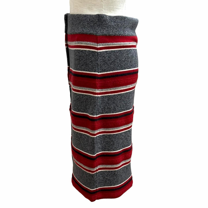 極美品★CHANEL シャネル P49747K06278 カシミヤ100％ ココマークボタン ボーダー ニット タイトスカート マルチ 36 伊製 レディース
