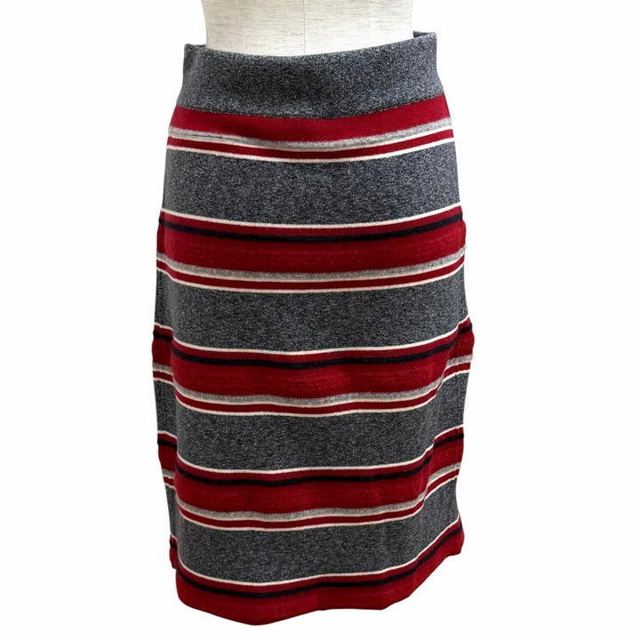 極美品★CHANEL シャネル P49747K06278 カシミヤ100％ ココマークボタン ボーダー ニット タイトスカート マルチ 36 伊製 レディース