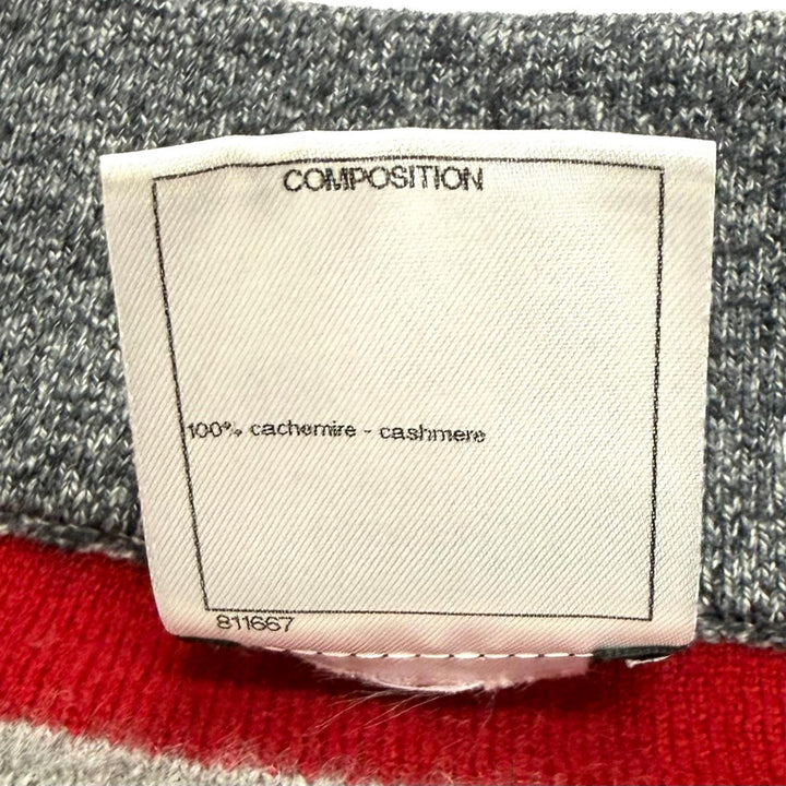極美品★CHANEL シャネル P49747K06278 カシミヤ100％ ココマークボタン ボーダー ニット タイトスカート マルチ 36 伊製 レディース