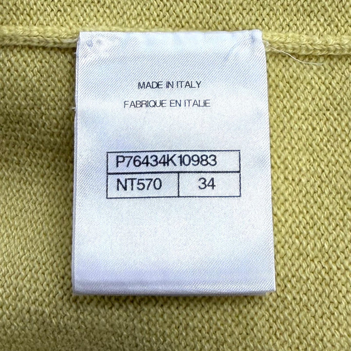 極美品★CHANEL シャネル P76434K10983 カシミヤ100％ オーバーサイズ ココマーク スパンコール 長袖 チュニック 黄色 紫 34 正規品