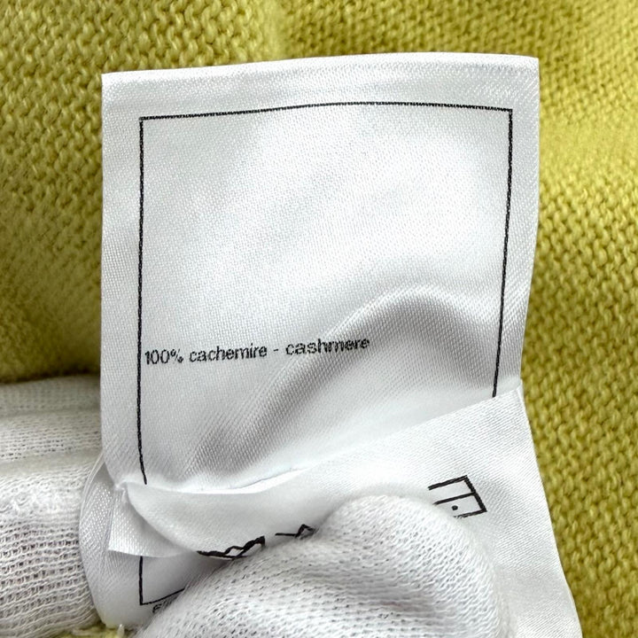 極美品★CHANEL シャネル P76434K10983 カシミヤ100％ オーバーサイズ ココマーク スパンコール 長袖 チュニック 黄色 紫 34 正規品
