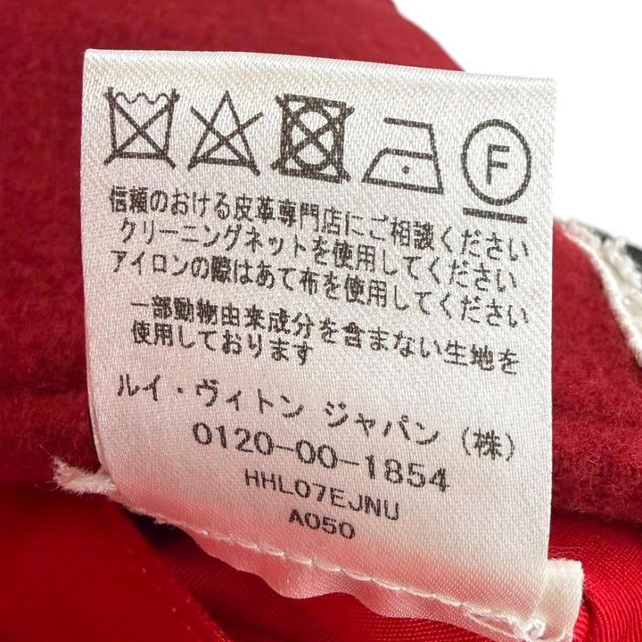 極美品□LOUIS VUITTON ルイヴィトン ワッペン 袖レザー バーシティジャケット ブルゾン レッド アイボリー 46 イタリア製 正規品 メンズ