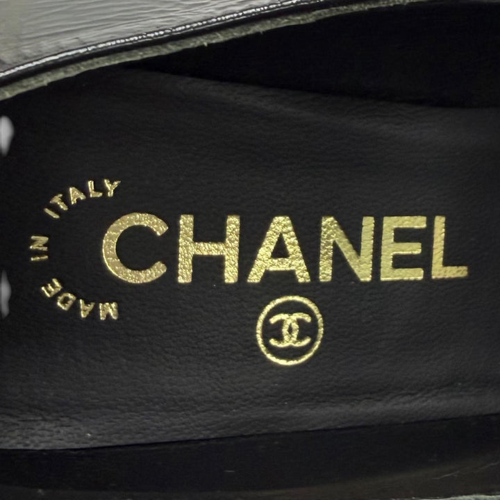 未使用品★CHANEL シャネル 22A G39110 ココマーク ベルトデザイン レザー パンプス ブラック 36 イタリア製 レディース 箱・保存袋付き