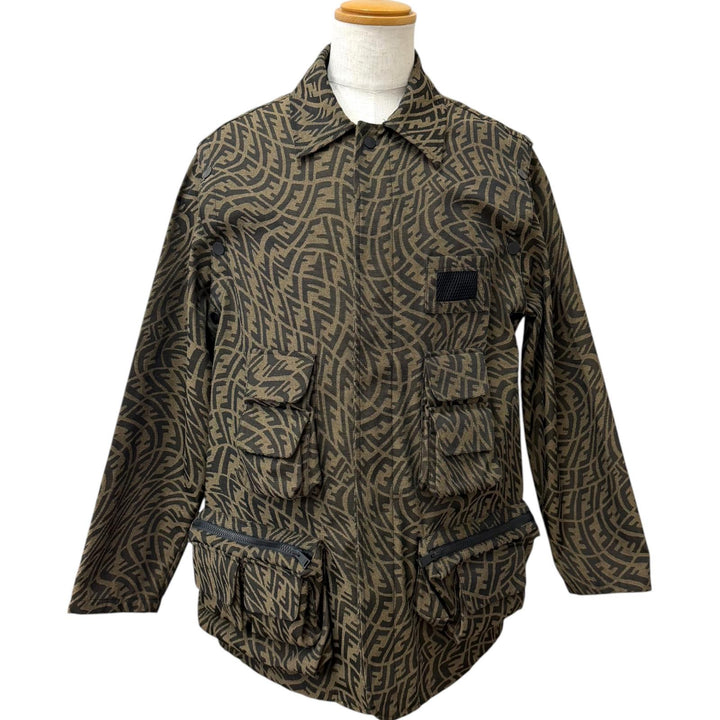 極美品□FENDI フェンディ FW1062 FFヴァーティゴ 2WAY デタッチャブルジャケット ブルゾン ベージュ 50 イタリア製 正規品 メンズ