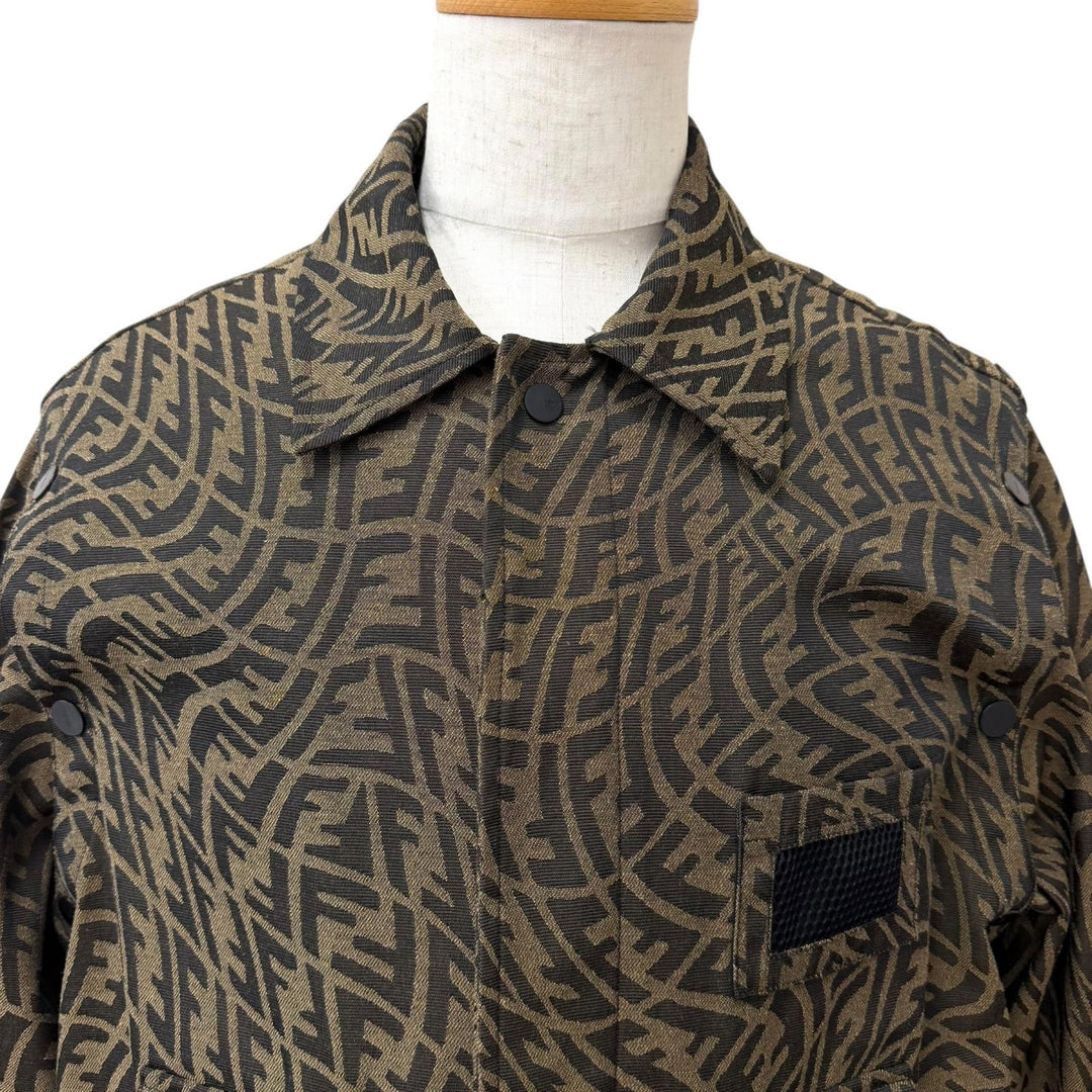 極美品□FENDI フェンディ FW1062 FFヴァーティゴ 2WAY デタッチャブルジャケット ブルゾン ベージュ 50 イタリア製 正規品 メンズ