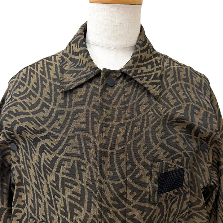 極美品□FENDI フェンディ FW1062 FFヴァーティゴ 2WAY デタッチャブルジャケット ブルゾン ベージュ 50 イタリア製 正規品 メンズ