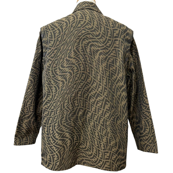 極美品□FENDI フェンディ FW1062 FFヴァーティゴ 2WAY デタッチャブルジャケット ブルゾン ベージュ 50 イタリア製 正規品 メンズ