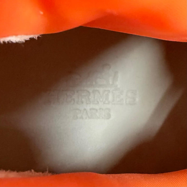 極美品★HERMES エルメス FRESH レザーロゴパッチ レザー使い レースアップ ショートブーツ カーキ 38 イタリア製 レディース 保存袋付き
