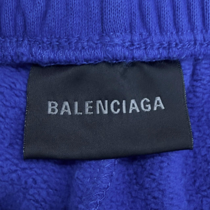 美品□BALENCIAGA バレンシアガ 2025年製 857084 3B Football Sports Icon バギーショーツ スウェットショートパンツ ブルー S 正規品