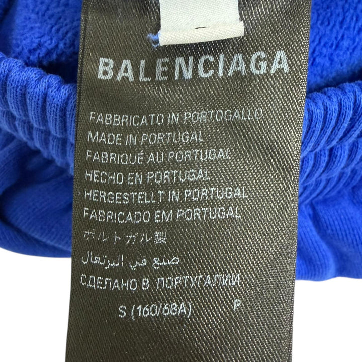 美品□BALENCIAGA バレンシアガ 2025年製 857084 3B Football Sports Icon バギーショーツ スウェットショートパンツ ブルー S 正規品