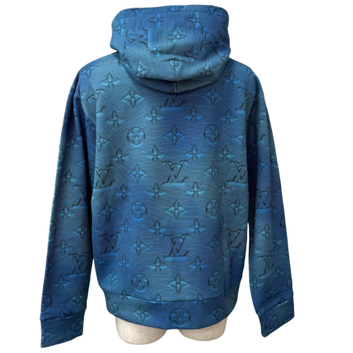 未使用品□LOUIS VUITTON ルイヴィトン 2022年製 コットン100％ 3Dモノグラム 総柄 フーディー プルオーバーパーカー L 伊製 正規品