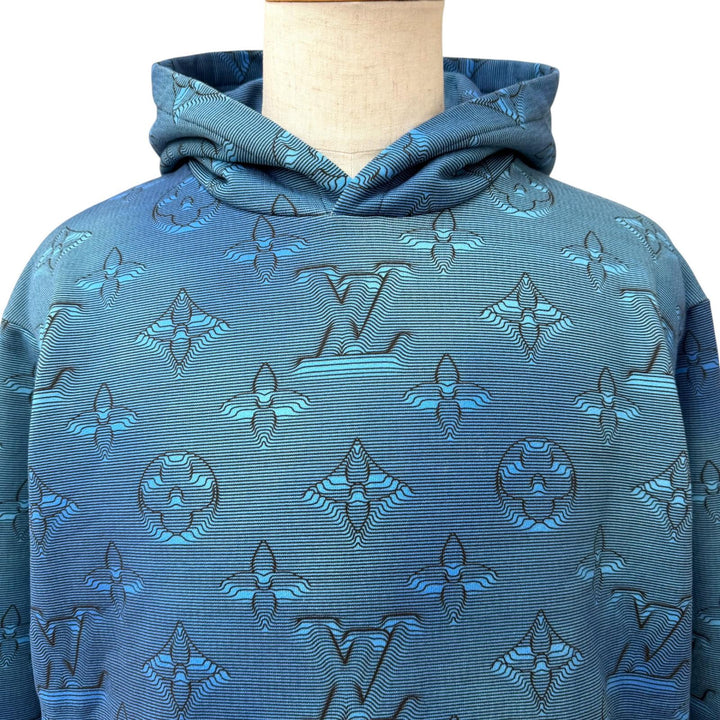 未使用品□LOUIS VUITTON ルイヴィトン 2022年製 コットン100％ 3Dモノグラム 総柄 フーディー プルオーバーパーカー L 伊製 正規品