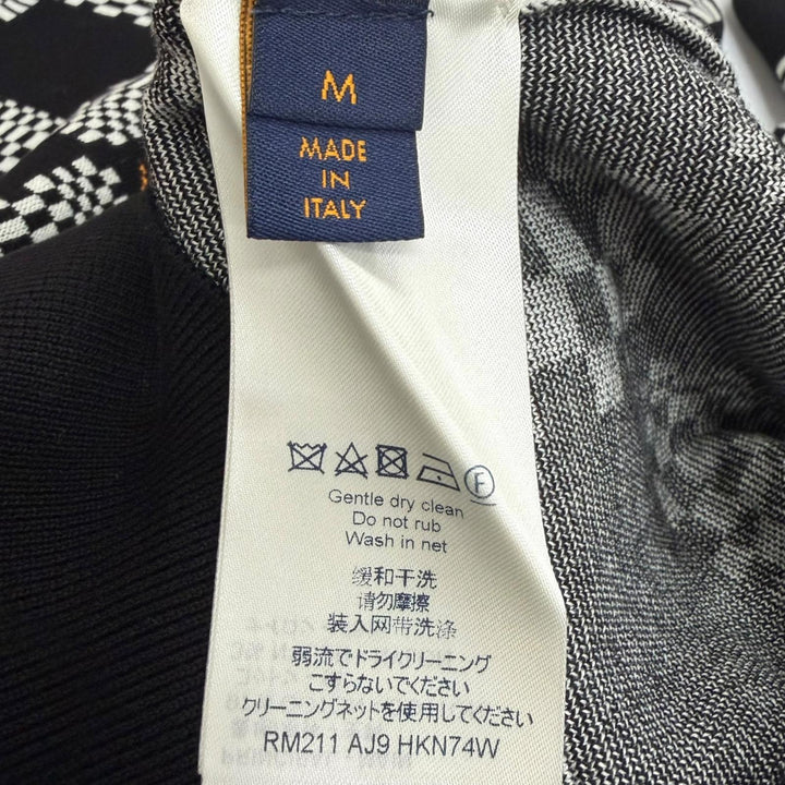 極美品□LOUIS VUITTON ルイヴィトン 2021年製 ディストーテッドダミエ クルーネック ロングスリーブ セーター ブラック M 伊製 正規品