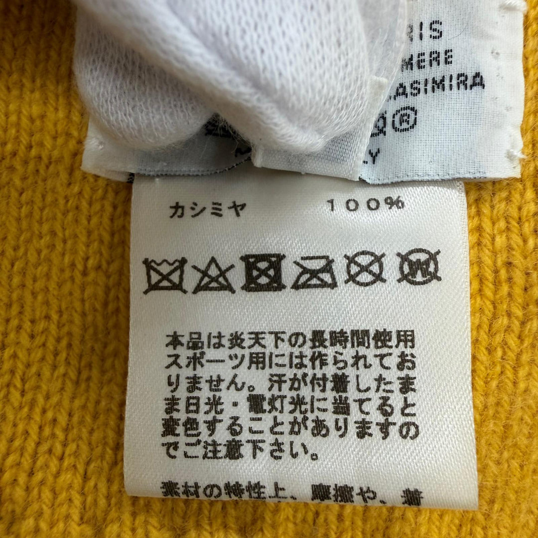 美品☆HERMES エルメス Hugo ヒューゴ カシミヤ100％ グリス/ジョーヌ セリエ金具 リバーシブル ニットキャップ M イタリア製 正規品