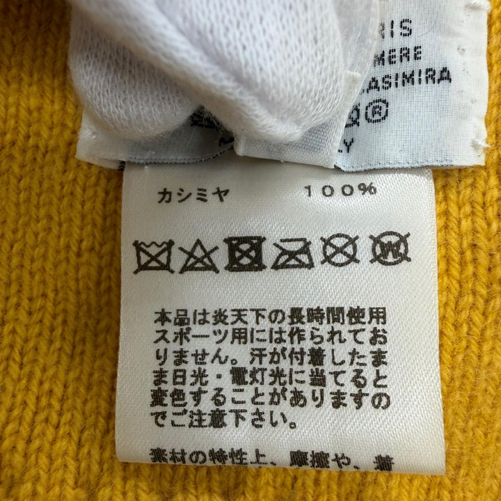 美品☆HERMES エルメス Hugo ヒューゴ カシミヤ100％ グリス/ジョーヌ セリエ金具 リバーシブル ニットキャップ M イタリア製 正規品