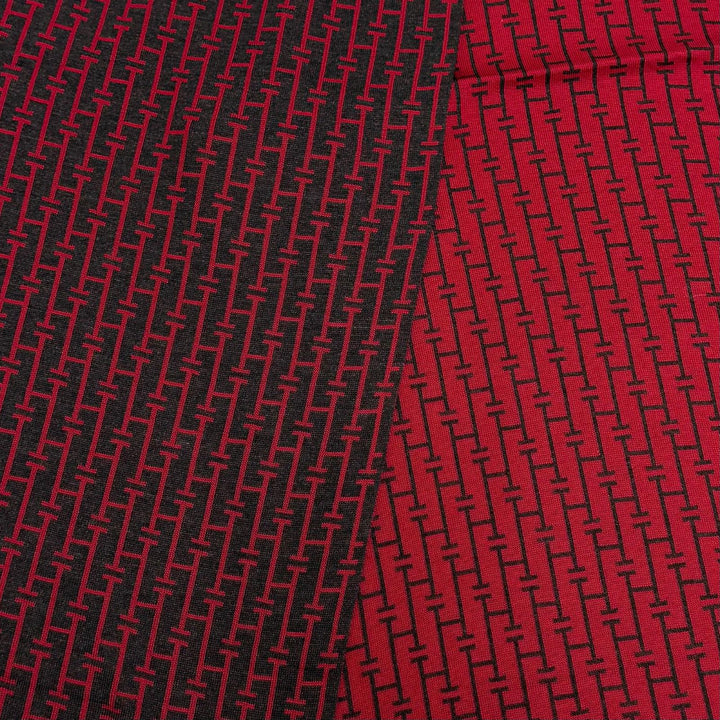 未使用品☆HERMES エルメス ヴィンテージ ECHARPE MAILLE DE MOTIF H シルク100％ PLOMB/ROUGE マルジェラ期 H総柄 マフラー イタリア製