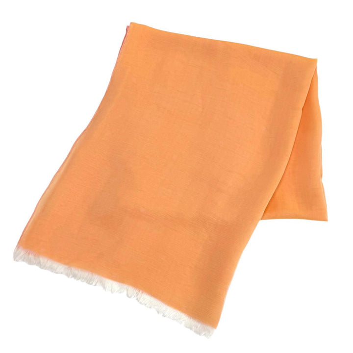 美品★HERMES エルメス シルク100％ リバーシブル Hロゴ シースルー フリンジ ストール ショール ピンク オレンジ フランス製 レディース