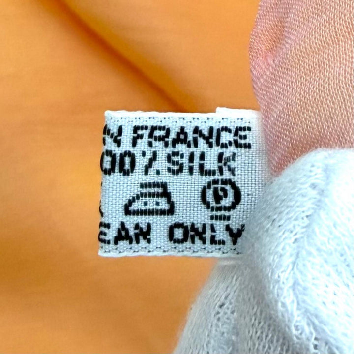 美品★HERMES エルメス シルク100％ リバーシブル Hロゴ シースルー フリンジ ストール ショール ピンク オレンジ フランス製 レディース