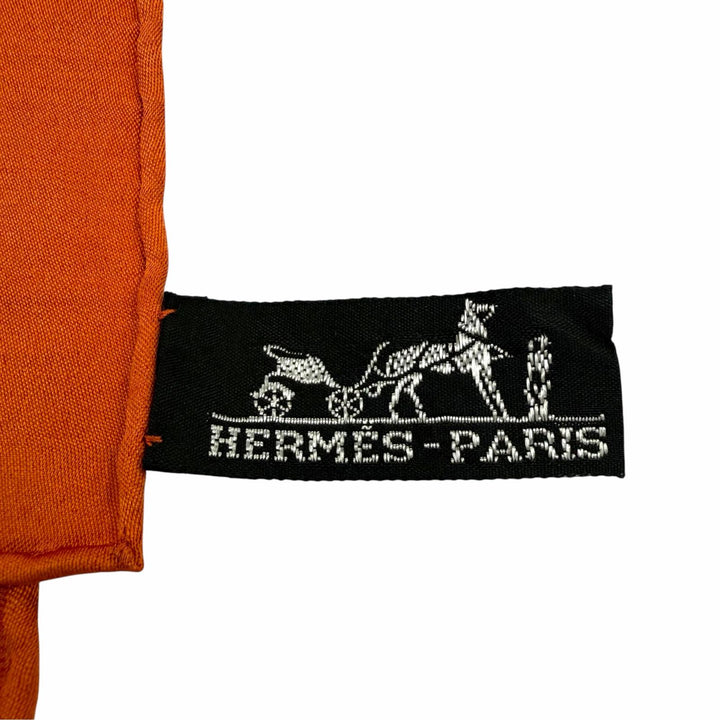 美品☆HERMES エルメス シルク ウール Hロゴ 総柄 大判 ショール/ストール スカーフ オレンジ フランス製 レディース