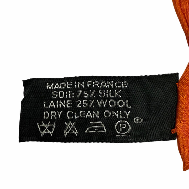 美品☆HERMES エルメス シルク ウール Hロゴ 総柄 大判 ショール/ストール スカーフ オレンジ フランス製 レディース