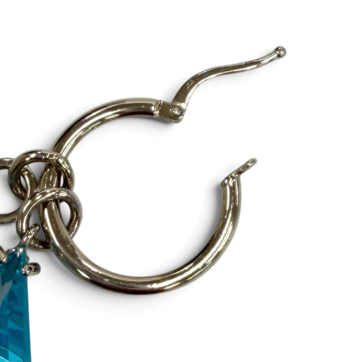 極美品★PRADA プラダ ブルーグラス トライアングルロゴプレート ピアス アクセサリー ブルー イタリア製 レディース 箱・保存袋付き
