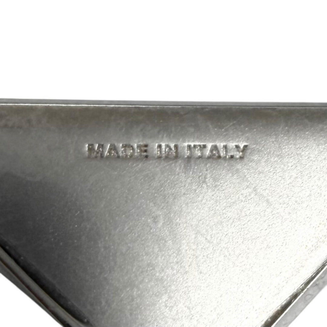 極美品★PRADA プラダ ブルーグラス トライアングルロゴプレート ピアス アクセサリー ブルー イタリア製 レディース 箱・保存袋付き