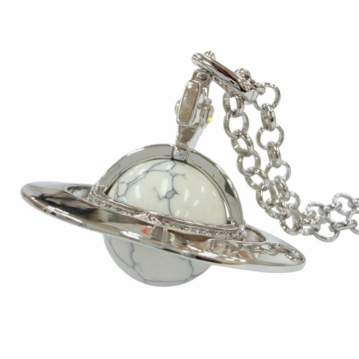美品☆Vivienne Westwood ヴィヴィアンウエストウッド オーブ スモール ハウライトネックレス ラインストーン シルバー ホワイトマーブル