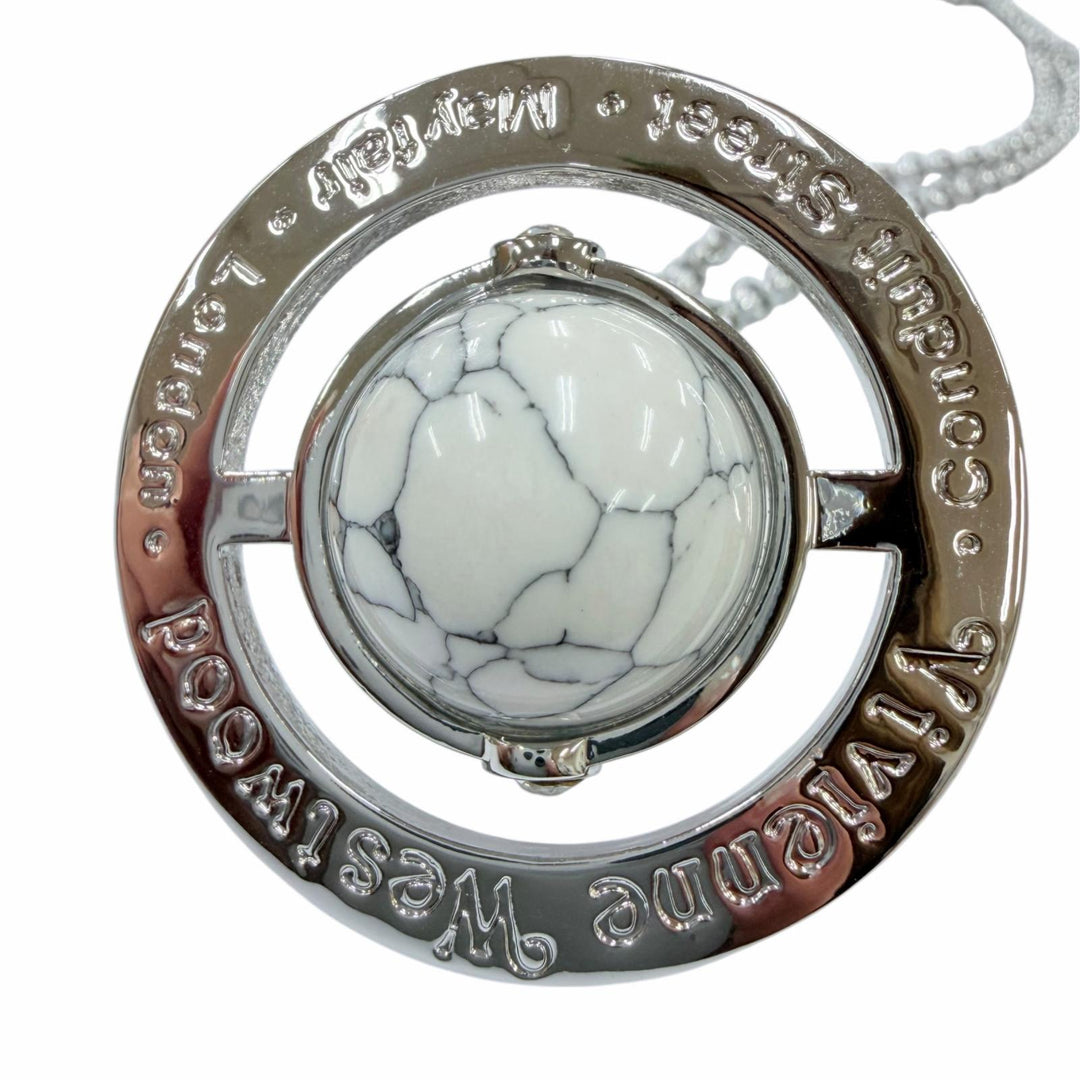 美品☆Vivienne Westwood ヴィヴィアンウエストウッド オーブ スモール ハウライトネックレス ラインストーン シルバー ホワイトマーブル